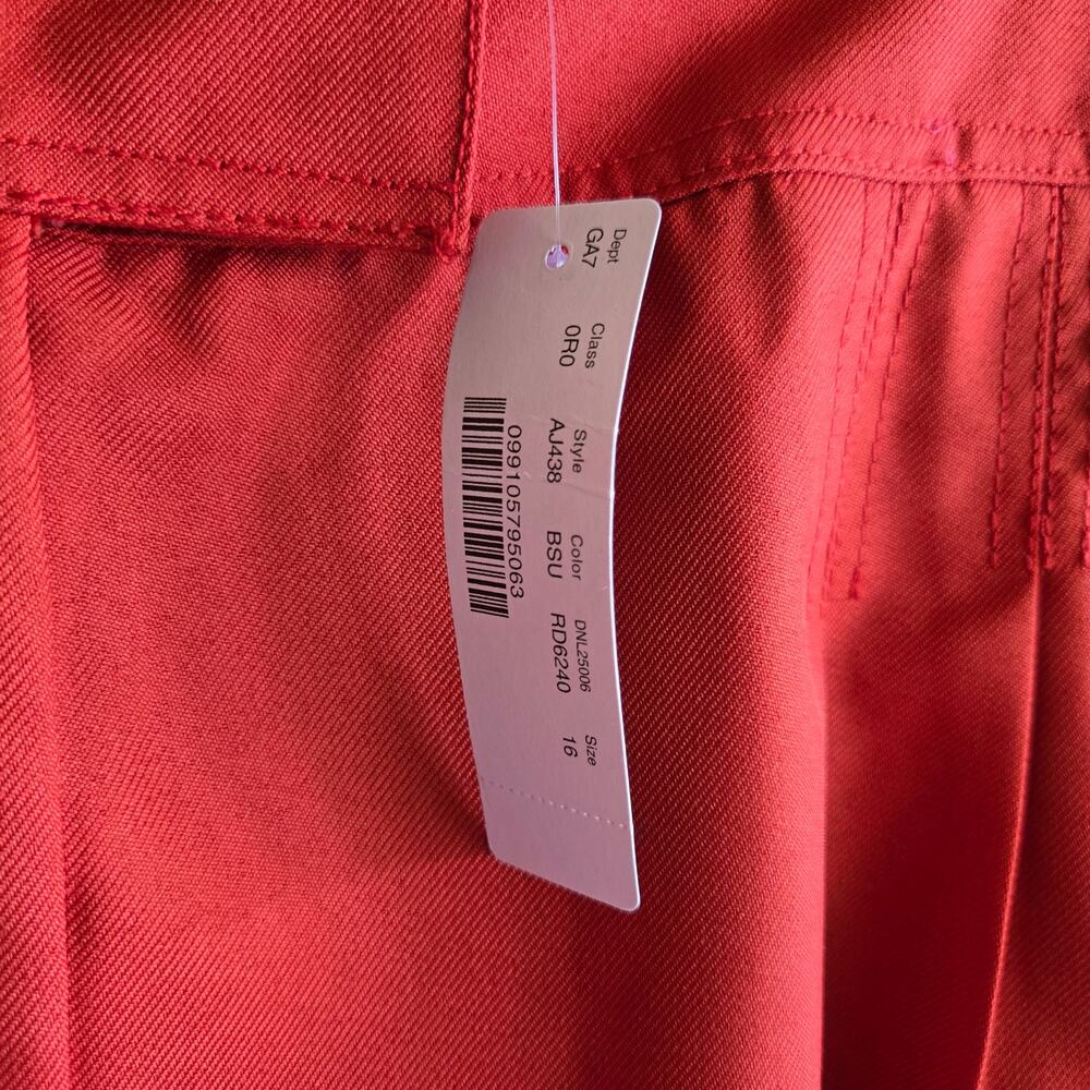 J. Crew Pant Tapered Pleat Front NWT 16 High Rise Bottom Red Trouser Work Casual - Picture 3 of 5